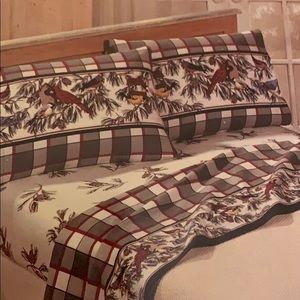 Twin Size Flannel Sheet Set Cotton Winter Birds